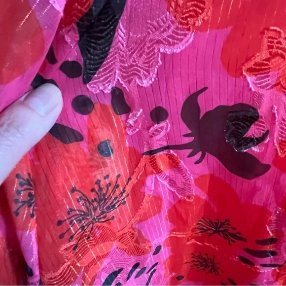 Dusty Daze Swing Dress Long Sleeve Fringe Cuffs Belt Festival Pink Red Boho Sz S - Picture 6 of 8